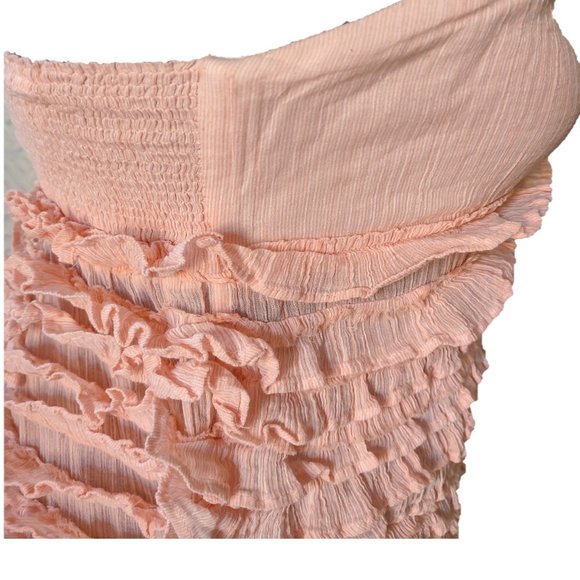 J.Crew Collection Sz Small Peach Ruffle Convertible Strapless / Halter Dress - Picture 4 of 10